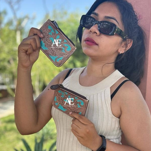 Nuevos monederos de cambio de monedas de cuero marrón hechos a mano reales, estuche rectangular para tarjetas de crédito, estuches bonitos para tarjetas pequeñas con cremallera - Product Image 1