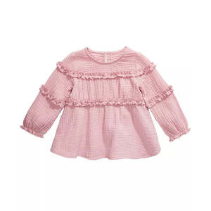 First Impressions Top in cotone con volant per ragazze, taglia 3-6 mesi, colore rosa baby - Product Image 1