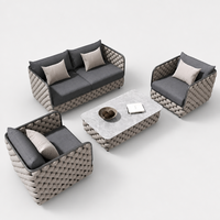 Canapé d'extérieur en rotin tressé à trois places, style nordique, en alliage d'aluminium, imperméable, résistant aux UV, mobile, pour balcon
