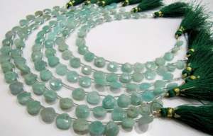 Natural Amazonite <b>heart</b> <b>Shape</b> Briolette Faceted size 8mm beads strand 8 inches long - Product Image 4