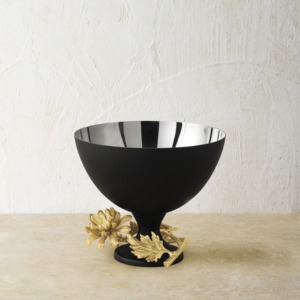 Bol décoratif noir avec fleur d'or Design pièce maîtresse élégante parfaite pour servir des collations Fruits ou affichage à la maison de table - Product Image 6