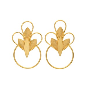 Boucles d'oreilles feuille | Boucles d'oreilles artisanales plaquées or en forme de coeur pour femmes et filles | Boucles d'oreilles en laiton de haute qualité - Product Image 2