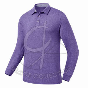 Nouveauté, polo uni à manches longues pour homme, polo tendance de couleur personnalisée avec col rabattu - Product Image 3