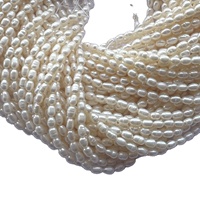 3mm naturel blanc couleur perle d'eau douce pierre riz perles brin en gros fournisseur direct perles de culture usine IGI certifié