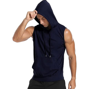 Ropa de gimnasio con capucha sin mangas para hombre, ropa de entrenamiento atlético informal con estilo, 100% de algodón, cómoda y funcional para - Product Image 2