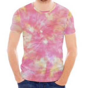 Fabricant en gros 2024 Tie Dye motif Crewneck Slim hommes T-Shirt personnalisé Sublimation manches courtes haut de course tricoté - Product Image 5