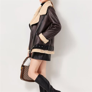 Chaqueta de cuero OEM para mujer hecha a medida, piel de vaca auténtica, estilo motocicleta, ropa de abrigo ajustada, precio directo de fábrica - Product Image 6