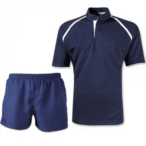 Pakistan Fabriek Custom 2024 Nieuwste Populaire Jersey Design Low Moq Blauw Geel Heren Rugby Jersey Custom