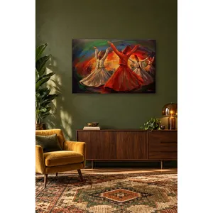 Impression sur toile des Derviches tournoyants de Fida aux tons de rouge flamboyant - Product Image 5