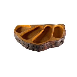 Bandeja para servir aperitivos dulces o con acabado Natural, vajilla, Plato decorativo, bandeja para servir de madera maciza de estilo clásico - Product Image 1