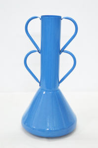 Nuevo diseño, gran oferta, florero recubierto de polvo azul de moda, florero recubierto de polvo de Metal, jarrones de decoración Vintage para el hogar/boda, jarrón largo - Product Image 6