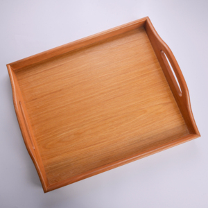 Large 46x39cm Beech Wood Serving <b>Tray</b> with Oval Handles - Natural Solid Wooden <b>Butler</b> <b>Tray</b> - Product Image 2