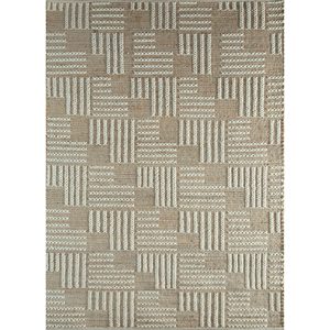 พรมปูพื้นทรงสี่เหลี่ยมผืนผ้าลายทางเรขาคณิต Nomadic Threads รุ่น PDJT-223 สีเบจ-น้ำตาล ทำจากปอกระเจาทอแบบแบน เหมาะสำหรับตกแต่งบ้าน ห้องนั่งเล่น และทางเดิน - Product Image 1