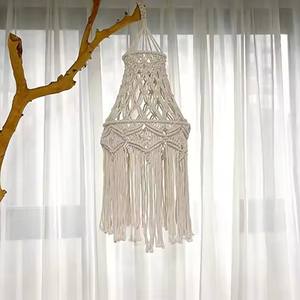 Hot Sale 100% Handmade Macrame Hanging <b>Light</b> Cover Boho <b>Chandelier</b> <b>Shade</b> for Bedroom & Living Room Decoration - Product Image 2