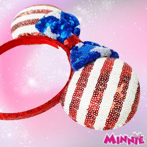 Diadema de Orejas de Minnie con Lentejuelas y Lazo, Ajustable, Universal, Colorida, para Disfraces, Ideal para Niños, Parques Temáticos y Cumpleaños - Product Image 1