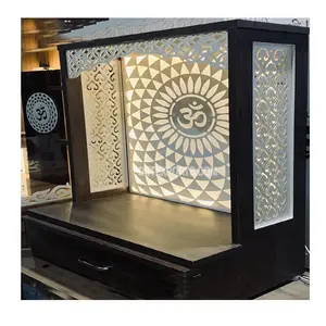OM Design Pooja Mandir With Storage Buy Beautiful Teak Wood OM Mandir Latest Handcrafted Pooja Mandir Decor