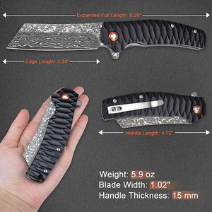 Navaja Plegable de Damasco para Campamento al Aire Libre, Personalizada OEM, con Funda de Cuero, Portátil, Multifuncional, con Mango de Bolsillo, Garantía de 3 Años - Product Image 5