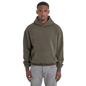 Pulls à capuche oversize de haute qualité, épais et lourds, en molleton vierge, avec logo personnalisé, mélange de coton, pour homme, streetwear d'automne - Product Image 5