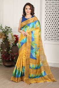 HERMOSO TUSSAR SEDA JARI BORDER SAREES CON BLUSA - Product Image 5