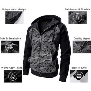 Sweat-shirts camouflage en polaire épais, style streetwear décontracté unisexe, confort d'hiver, couche de protection - Product Image 5