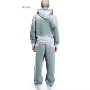 BEHRAM INTERNATIONAL Men's Gradient Color Hooded Tracksuit <b>Full</b> <b>Zip</b> <b>Sweatshirt</b> and Pants Set Casual Loose Fit Autumn Wear - Product Image 2