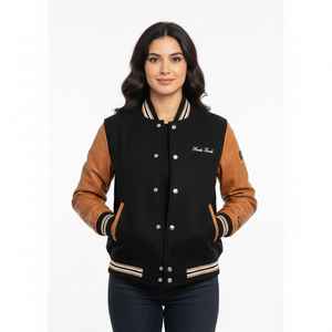 Chaqueta universitaria de gran tamaño a la moda, ropa de calle, mezcla de algodón, forro polar, abrigo con letras pesadas, logotipo personalizado bordado, Unisex - Product Image 3