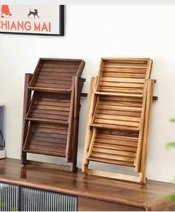 Étagère à trois niveaux en bois massif contemporaine avec tiroirs, design minimaliste, présentoir pour vaisselle à thé, rangement, fabrication écologique, fabriqué au Vietnam - Product Image 4