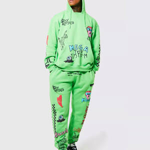 2025 écologique coton fait hommes empilés survêtement ensemble sérigraphie à la mode tenue hommes empilés Jogging ensemble - Product Image 1