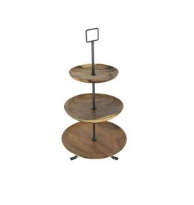 Bandeja de soporte-Soporte de exhibición de madera de mango cuadrado de dos niveles para galletas Soporte de pastel de decoración del hogar de alta calidad - Product Image 2