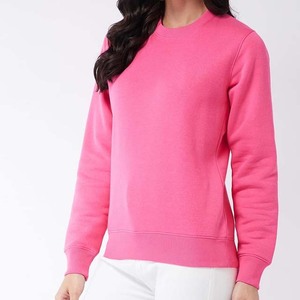 Premium Fleece <b>Crewneck</b> Sweatshirts with Customized Logo Design Winter Wear Cotton Pink Color Women's Hoodies Sweatshirts - Product Image 4