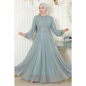 Robe de soirée drapée à sequins ElbiseInci avec col montant et traîne, disponible en tailles XS à XL - Product Image 6