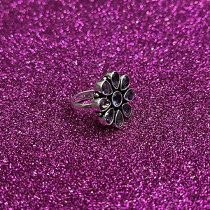 Quartz Améthyste Bague en laiton plaqué argent 92.5 Bague en forme de fleur pour femme - Product Image 2