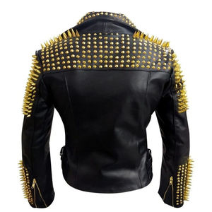 Vendedor caliente mujeres cuero tachonado alta calidad moda tachonado chaqueta superventas 100% cuero calle desgaste tachonado chaquetas - Product Image 2