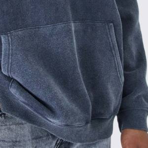 Oversized Pullover 100% Cotton Hooded <b>Hoodies</b> for <b>Man</b> French Acid Wash Print Full Zip US <b>Thermal</b> Manufacturer Streetwear - Product Image 2