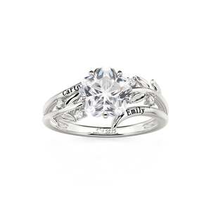 Anillo de Promesa Jeulia con Nombre Personalizado, Diseño de Flor con Diamantes Tallados, para Aniversario - Product Image 3