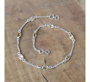 Los últimos anillos finos de plata esterlina-Tobillera de piedras preciosas facetadas citrino amarillo Ajuste natural Mes DE NOVIEMBRE Piedra natal estampada - Product Image 1