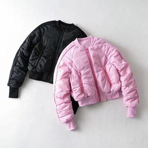 Parka de nieve gruesa acolchada de algodón de invierno, abrigo de vuelo Rosa corto de cintura alta, nueva chaqueta acolchada con cuello levantado, chaqueta Bomber de punto - Product Image 2