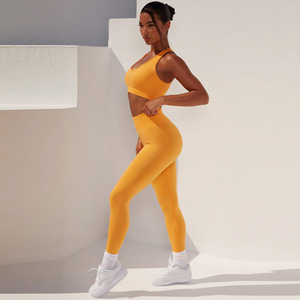 Ensemble de Yoga sans couture en Nylon coloré pour femmes beau dos soutien-gorge Leggings élastique grande taille taille confortable Fitness vêtements actifs - Product Image 2