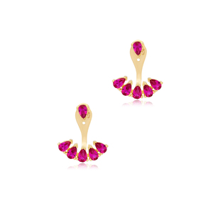 ทับทิมหินลูกแพร์รูปร่างหูแจ็คเก็ตต่างหูแฮนด์เมดผู้หญิงตุรกีตุรกี925เครื่องประดับเงิน - Product Image 5