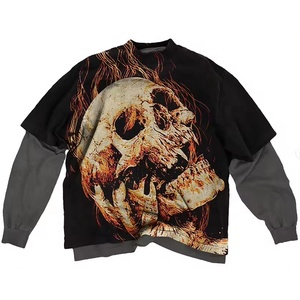 Camisetas personalizadas de fábrica de Hip Hop con cuello redondo, camiseta de manga larga para hombre de alta calidad con estampado bordado de doble capa 2024 - Product Image 6