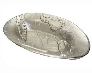 Bandeja para servir frutas de color plateado y dorado, plato y bandeja decorativos para servir comida con aspecto moderno para restaurante - Product Image 3