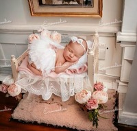 Lit en bois confortable et compact pour bébé, accessoires de photographie pour nouveau-né, séance photo, chambre d'enfant, salon, extérieur