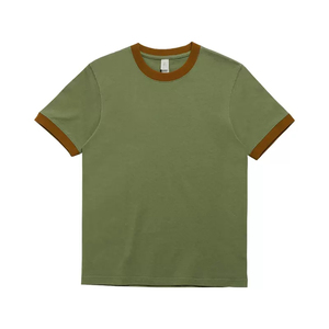 Vente en gros de t-shirts d'été 100% coton pour hommes personnalisés manches de sonnerie surdimensionnées anti-rides tricotés logo de votre propre marque Service OEM - Product Image 5