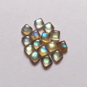 Livraison gratuite meilleure qualité naturelle 9mm bleu feu Labradorite carré plat Cabochon pierres précieuses certifiées en vrac au prix d'usine - Product Image 1