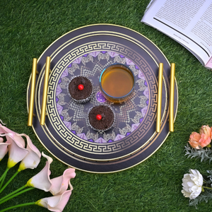 Juego de 2 Bandejas Redondas con Estampado de Mandala de Lujo Europeo, Vajilla Premium, Suministro al por Mayor al Mejor Precio - Product Image 5