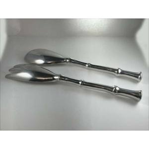 Mango de diseño de palo de cadena de acero inoxidable, juego de cuchara y tenedor para servir ensalada de diseñador Chapado en plata para boda - Product Image 3