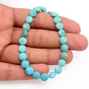 Multi Natural Turquoise 8mm Coin Briolette Faceted Bead Arizona Semi Precious Gemstone Loose Calibrated Beads For Jewelry Making - Product Image 5