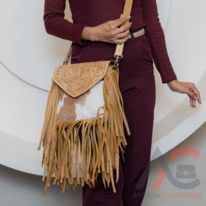 Boho Style New Handcrafted Tooled Cowhide <b>Leather</b> Western Fringe Handbags Stylish Hot Selling Genuine <b>Leather</b> Crossbody <b>Purses</b> - Product Image 2