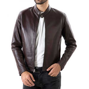 Vestes en cuir respirantes pour hommes 100% Style fermeture éclair confortable avec col montant Tenue décontractée pour l'hiver - Product Image 4