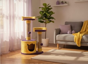 Árbol para Gatos Amistar Purple Dream Classic de Yute de 3 Niveles, Ecológico y Duradero, para Interiores - Product Image 4